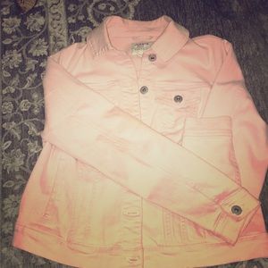 Pink stretch denim jacket